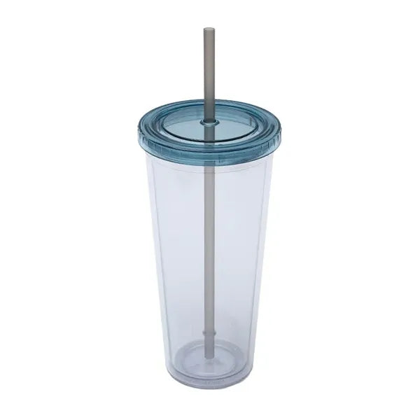 Drinkware 24 oz Clear Plastic Tumbler with Straw