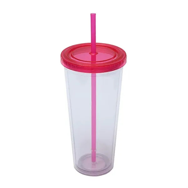 Drinkware 24 oz Clear Plastic Tumbler with Straw