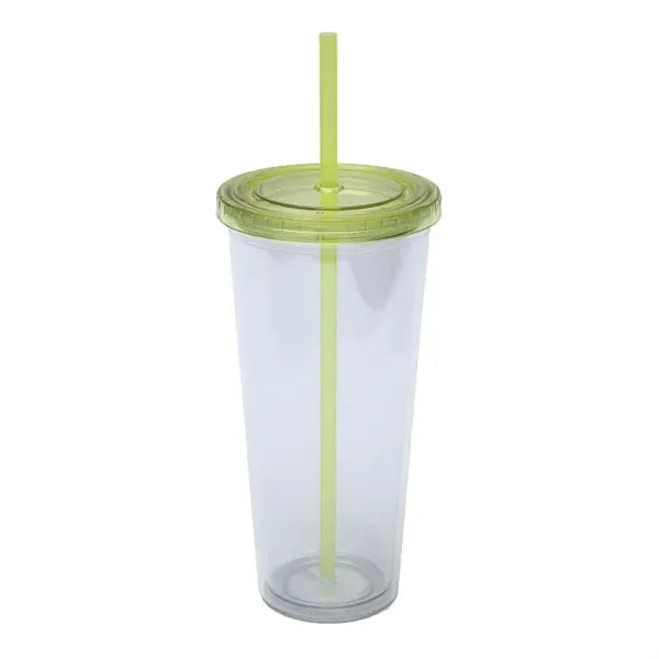 Drinkware 24 oz Clear Plastic Tumbler with Straw