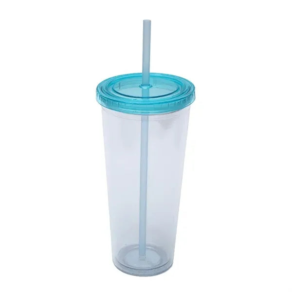 Drinkware 24 oz Clear Plastic Tumbler with Straw