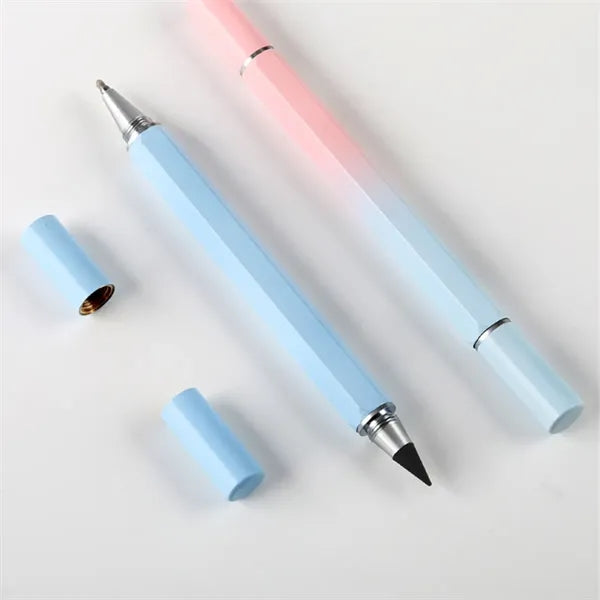 Dual-Tip No-Sharpening Replaceable Tip Hexagonal Metal Pen