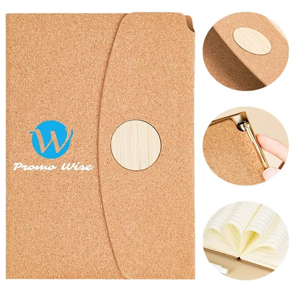 A5 Tri-Fold Lay-Flat Pinewood Notebook with Magnetic Closure