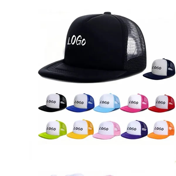 Promo front foam flat bill poly mesh cap