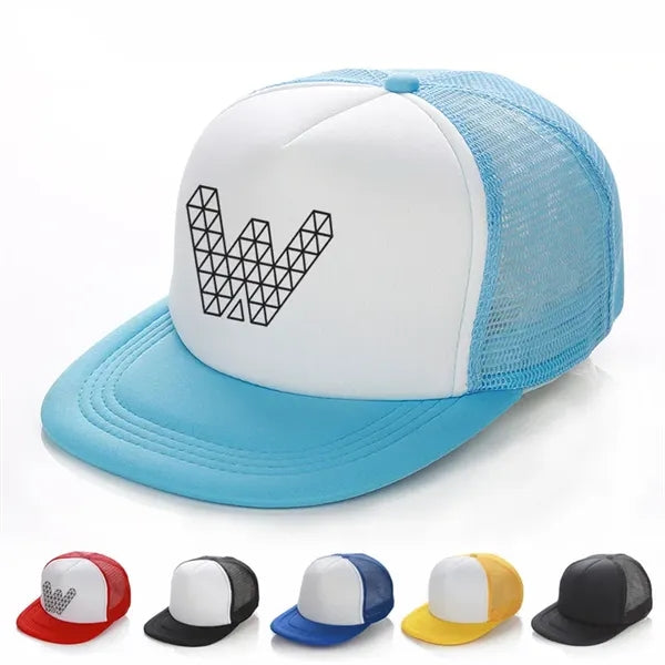 Promo front foam flat bill poly mesh cap