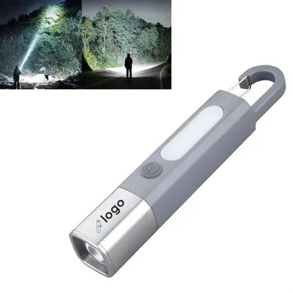 Portable Side Light LED Telescopic Zoom Flashlight with Hook