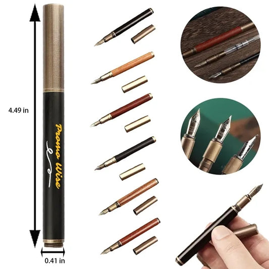 Stainless Steel Nib Pocket-Size Vintage Wood Fountain Pen