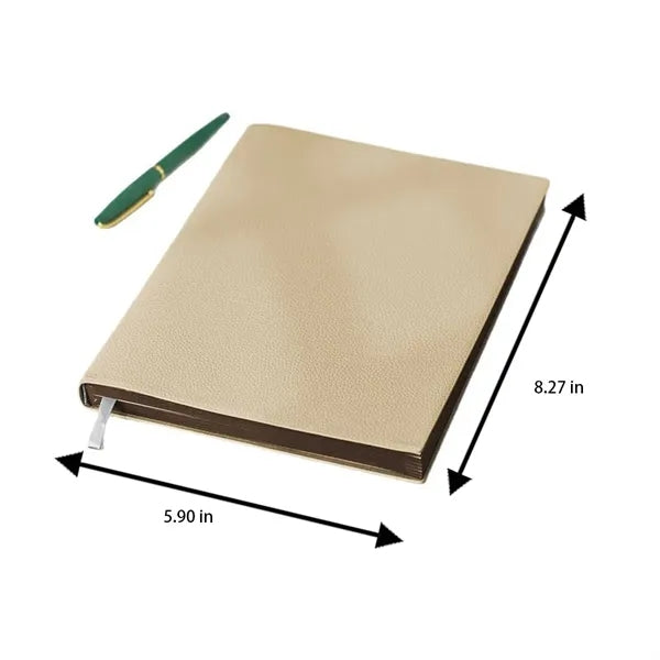 A5 PU Leather Thick Paper Lay-Flat Bookmark Lychee Notebook