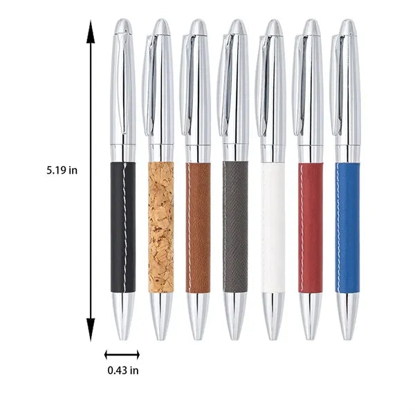 Anti-Slip Fine Point Twist PU Leather Wrapped Ballpoint Pen