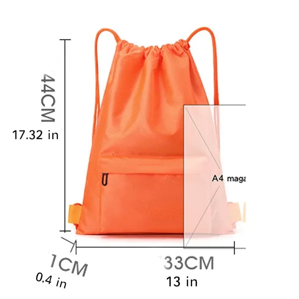 Oxford Waterproof Bag Drawstring Backpack With Zipper Pocket