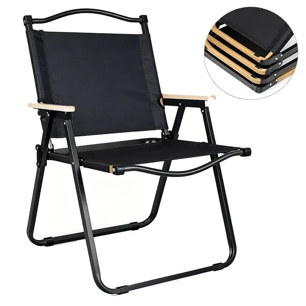 Folding Camping Chairs with Wooden Handle