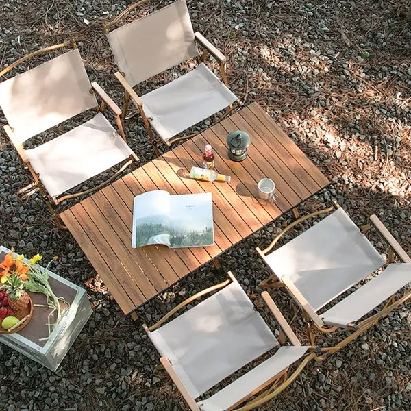 Folding Camping Chairs with Wooden Handle
