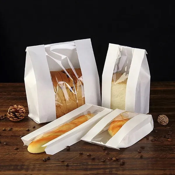 Paper Bread Loaf Bag with Window Kraft
