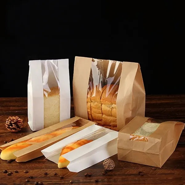 Paper Bread Loaf Bag with Window Kraft