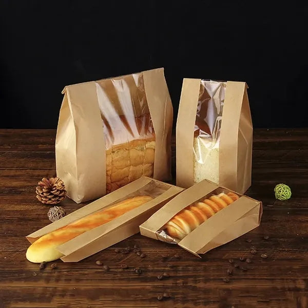 Paper Bread Loaf Bag with Window Kraft