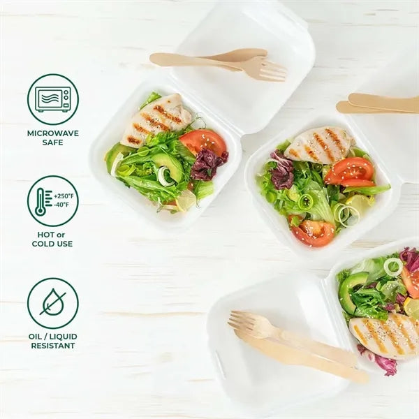 Disposable biodegradable sandwich food clamshell containers