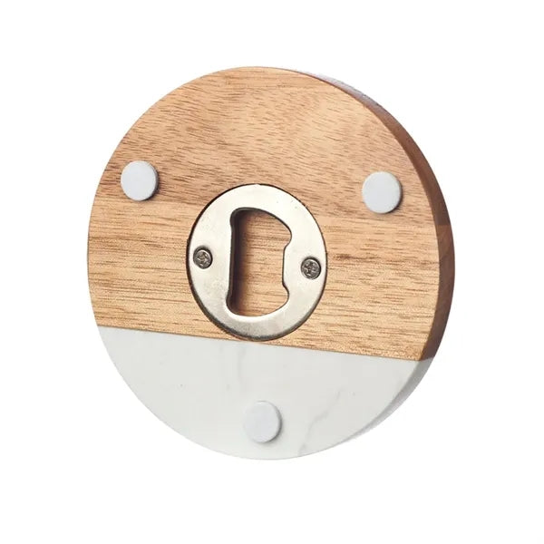 Wood and Marble Coaster with Opener
