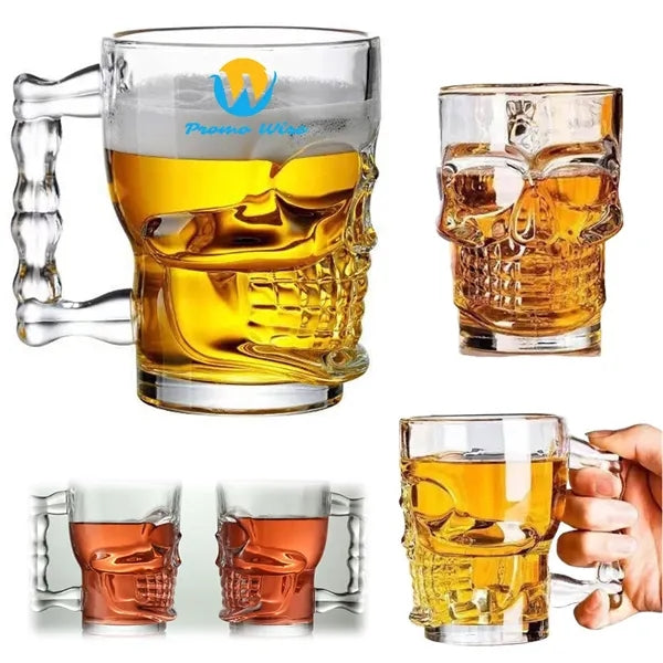17oz Durable Thick Heat-Resistant Skull Glass Beer Mug