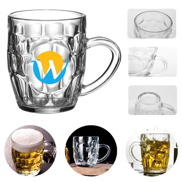 8.5-oz Sturdy Ergonomic Classic Honeycomb Glass Beer Mugs