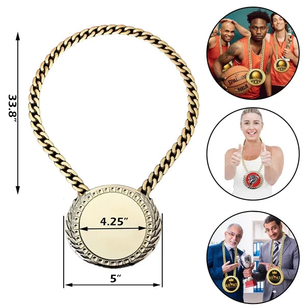 5" Big Gold Turnover Chain Medal