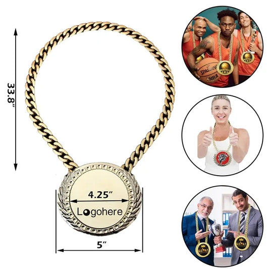 5" Big Gold Turnover Chain Medal