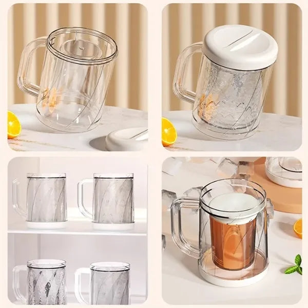 30oz Ergonomic Handle Double-Layer Insulated PET Ice Cup