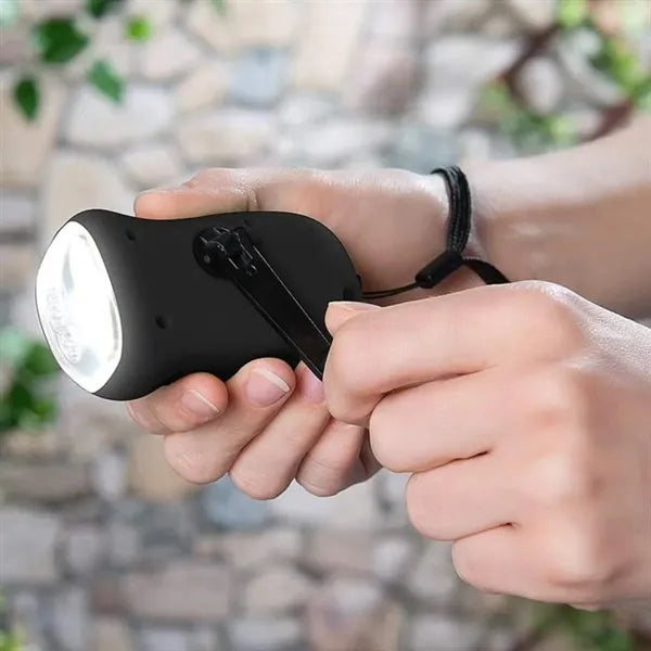 Portable Non-Slip Grip Solar Hand-Crank Emergency Flashlight