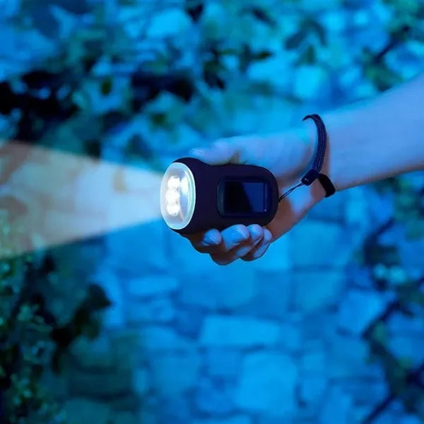 Portable Non-Slip Grip Solar Hand-Crank Emergency Flashlight