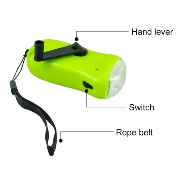 Portable Non-Slip Grip Solar Hand-Crank Emergency Flashlight