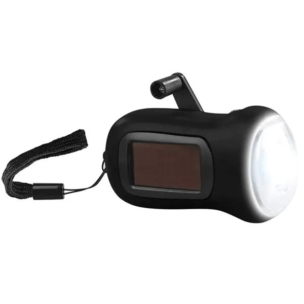 Portable Non-Slip Grip Solar Hand-Crank Emergency Flashlight