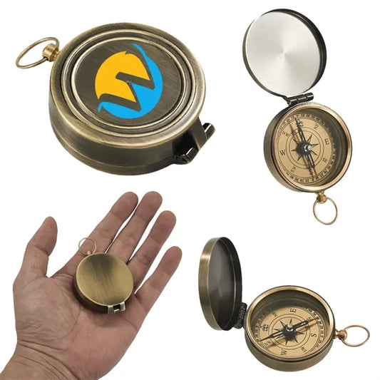 Vintage Waterproof Outdoor Brass Pocket Watch Compass
