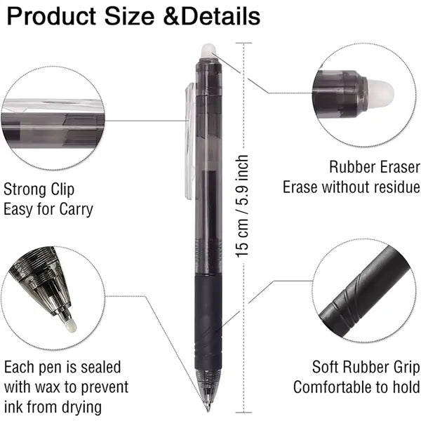 0.5mm Retractable Erasable Gel Pens Clicker
