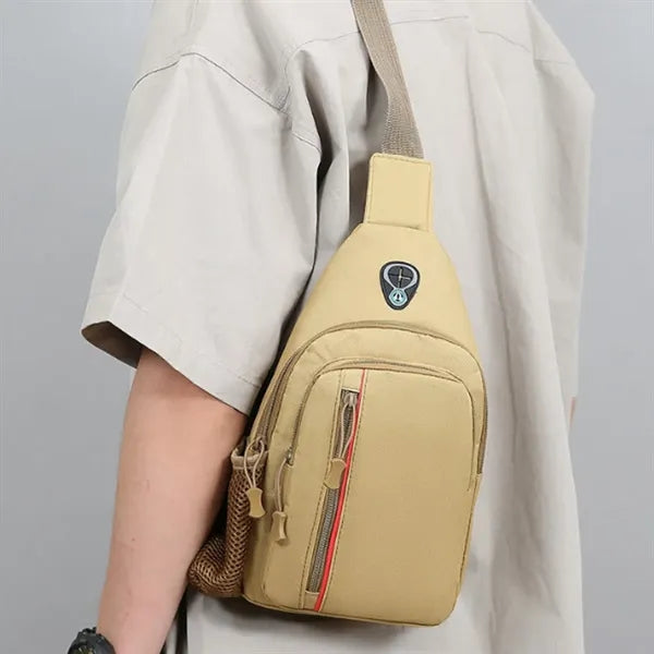 Nylon Crossbody Sling Bag with Bottle Holder USB Charging