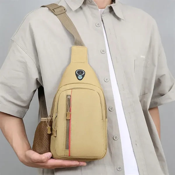 Nylon Crossbody Sling Bag with Bottle Holder USB Charging