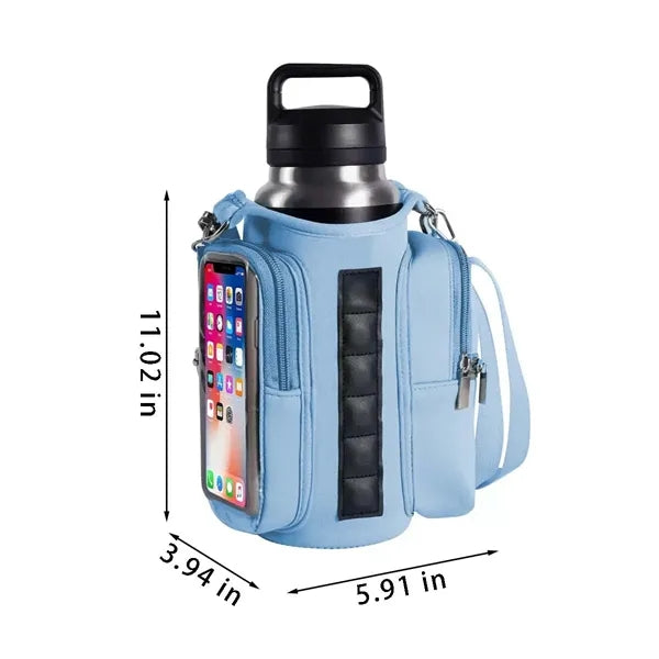 Water bottle carrier magnetic gym bag with phone pocket