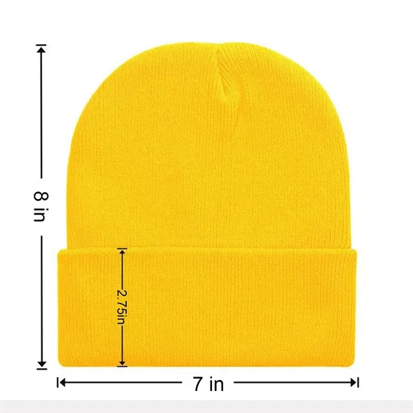 Solid Color Knit Hat Warm Beanie With Cuff