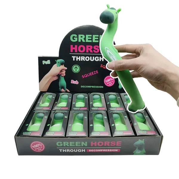 Novelty Green Horse Pull Squeeze Toy Free Shipping