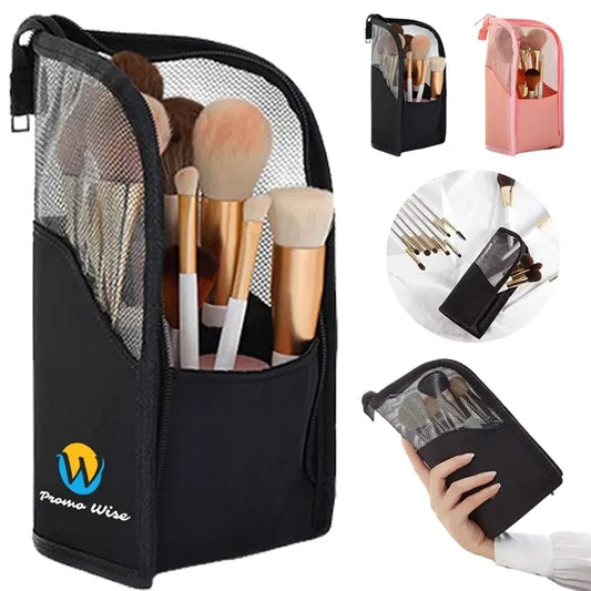 Portable Waterproof Elastic Slots Oxford Makeup Brush Bag