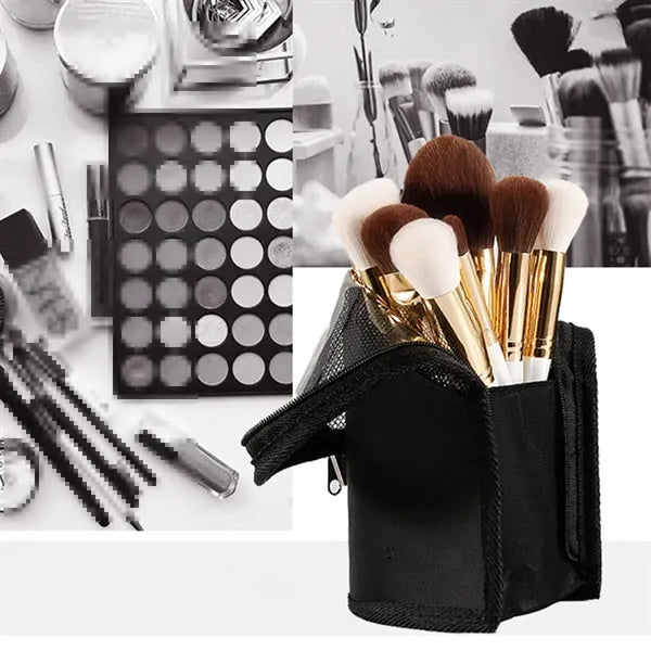 Portable Waterproof Elastic Slots Oxford Makeup Brush Bag