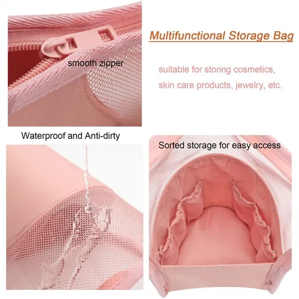 Portable Waterproof Elastic Slots Oxford Makeup Brush Bag