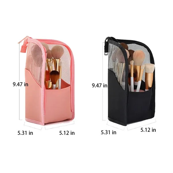 Portable Waterproof Elastic Slots Oxford Makeup Brush Bag