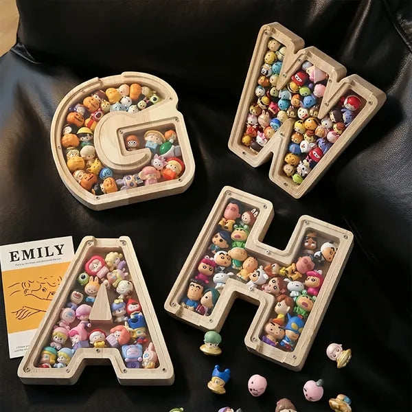 Wooden 26-Alphabet Coin Box Kids Toy Organizer