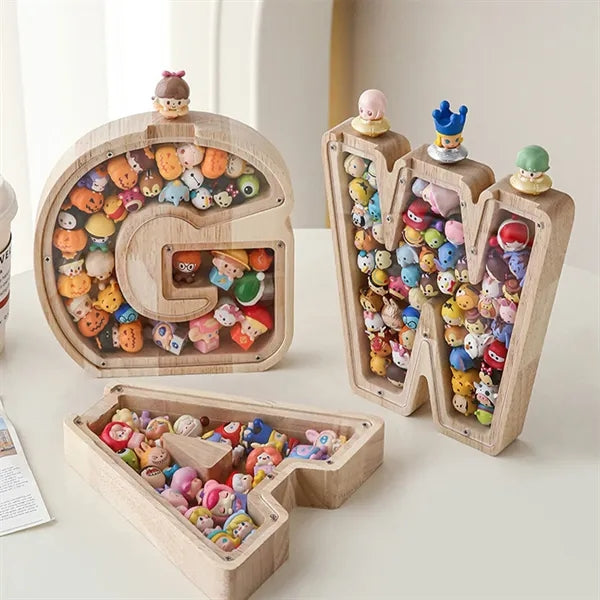Wooden 26-Alphabet Coin Box Kids Toy Organizer