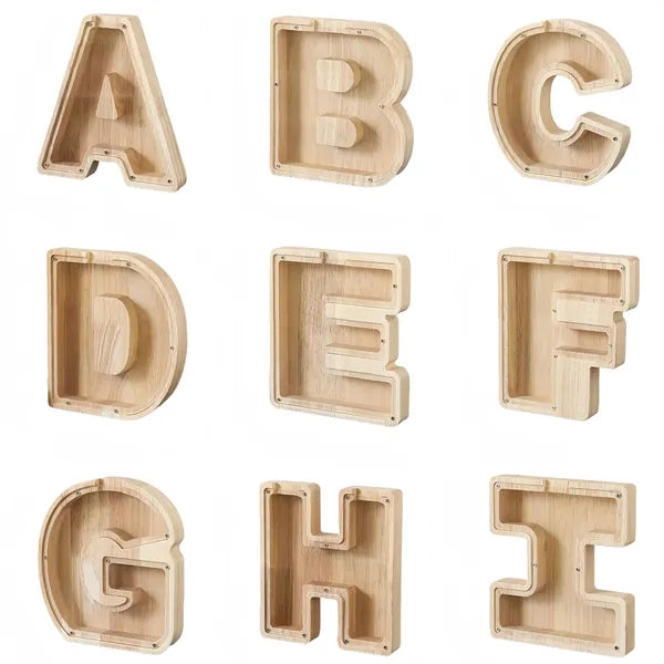 Wooden 26-Alphabet Coin Box Kids Toy Organizer