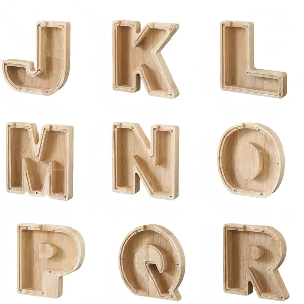 Wooden 26-Alphabet Coin Box Kids Toy Organizer