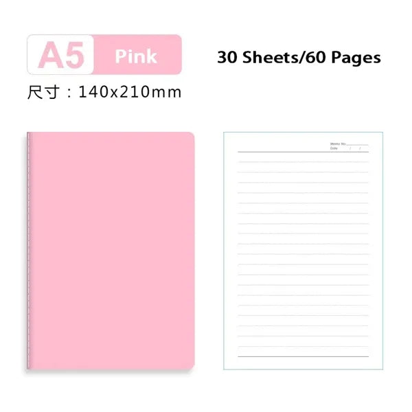 A5 Lined Notebook 30 Sheets/60 Pages