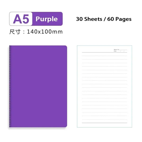 A5 Lined Notebook 30 Sheets/60 Pages