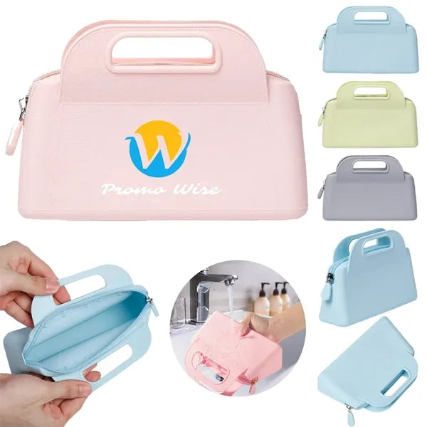 Lightweight Waterproof Silicone Makeup Pouch Carry Handle