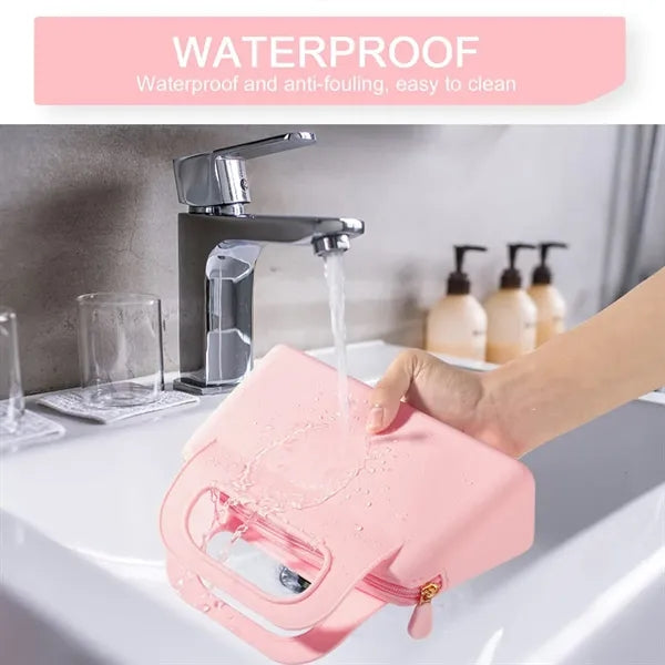 Lightweight Waterproof Silicone Makeup Pouch Carry Handle