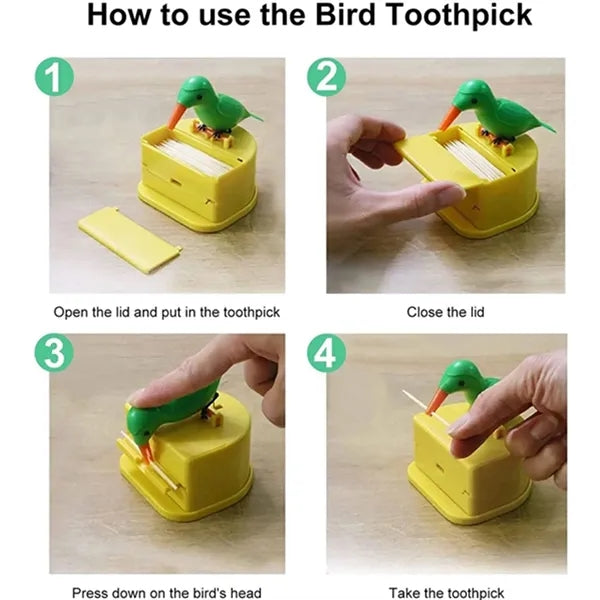 Smart Automatic Press Bird Toothpick Dispenser Free Shipping