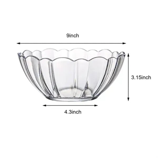9" Inch Break-Resistant Clear Acrylic Serving Salad Bowls
